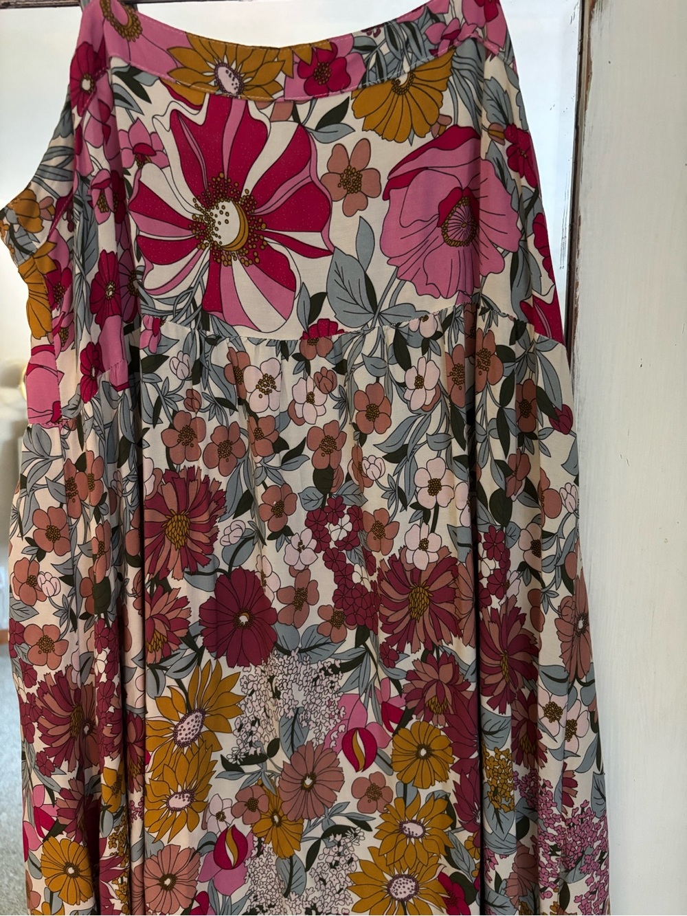 NATURAL LIFE Pink & Mustard Floral Tiered Maxi Sundress - Picture 10 of 10